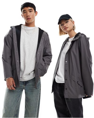 Rains 12010 Unisex Waterproof Short Hooded Jacket - Black