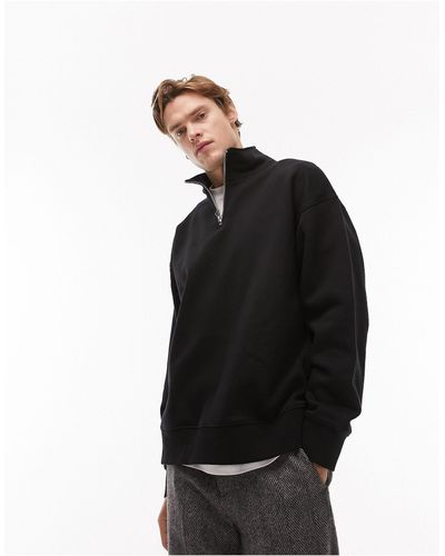 TOPMAN – oversize-sweatshirt aus schwerem stoff - Schwarz
