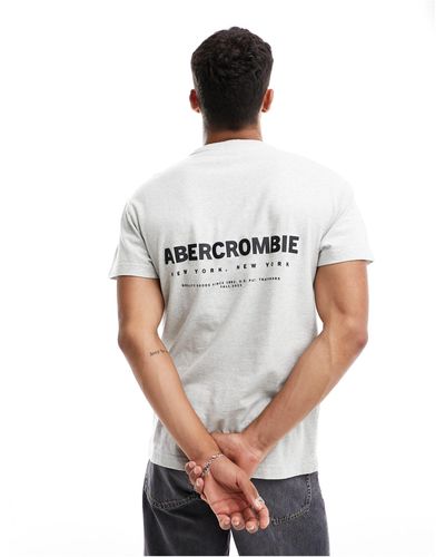 Abercrombie & Fitch T-shirt oversize avec logo au dos et sur la poitrine - chiné - Blanc