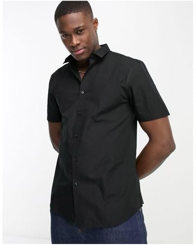 New Look Short Sleeve Poplin Shirt - Black