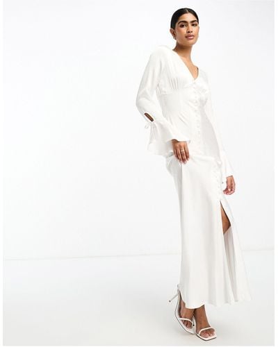 Never Fully Dressed Bridal Satin Maxi Dress - White