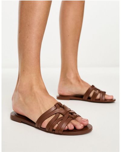 Mango Platte Sandalen Met Geweven Bandjes - Zwart