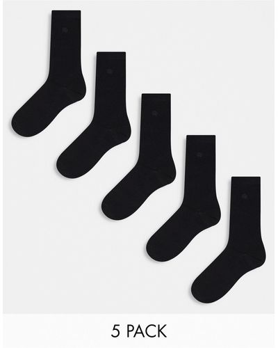 River Island Confezione da 5 paia di calzini neri - Bianco