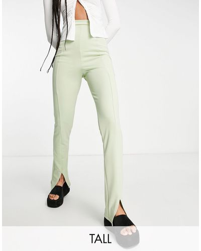 Flounce London Pantalon ajusté à taille haute stretch avec fentes sur le devant - sauge - Vert