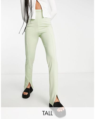 Flounce London – elegante stretchhose mit hohem bund und frontschlitz - Grün