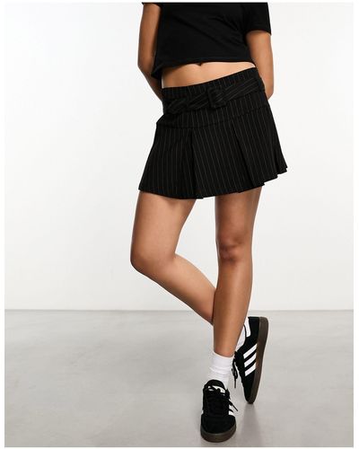 Stradivarius Str Pleated Mini Skirt - Black