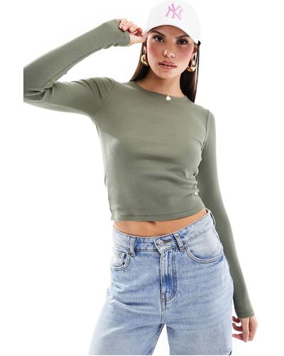 Hollister Long Sleeve Ribbed Top - Green