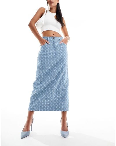 Never Fully Dressed Embellished Maxi Skirt - Blue