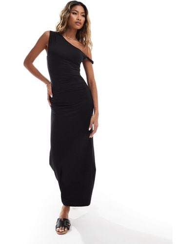 ASOS Twist Strap One Shoulder Midi Dress - Black