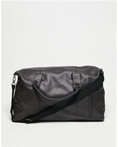 French Connection Faux Leather Weekend Holdall Bag - Black