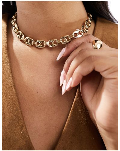 ASOS Necklace With Chain Link Design - Brown