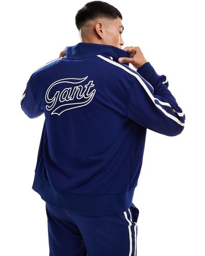 GANT Back Logo Applique 2 Stripe Track Jacket - Blue