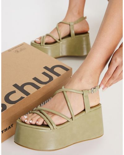 Schuh Samantha - sandali chunky flatform salvia con listini - Verde