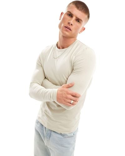 ASOS Long Sleeve Muscle Fit Crew Neck T-shirt - White