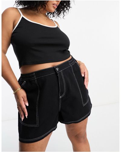 ASOS Curve – schmal geschnittene cargoshorts - Schwarz