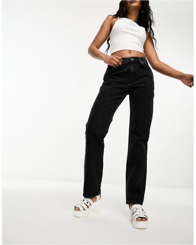 New Look Rechte Jeans Met Halfhoge Taille - Zwart
