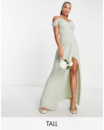 TFNC London Bridesmaid Drape Shoulder Wrap Dress - Multicolour