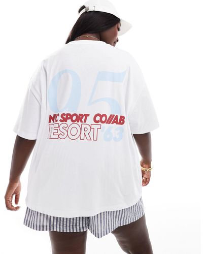 ASOS Asos Design Curve Oversized T-shirt With Nyc Sport Resort Graphic - White