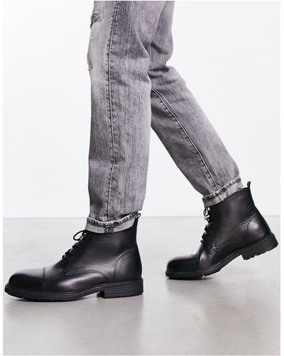 Jack & Jones Bottines classiques en cuir - Gris