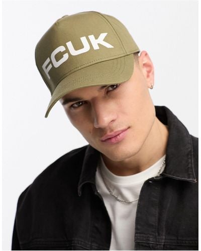 French Connection Fcuk - cappellino kaki chiaro con logo - Nero
