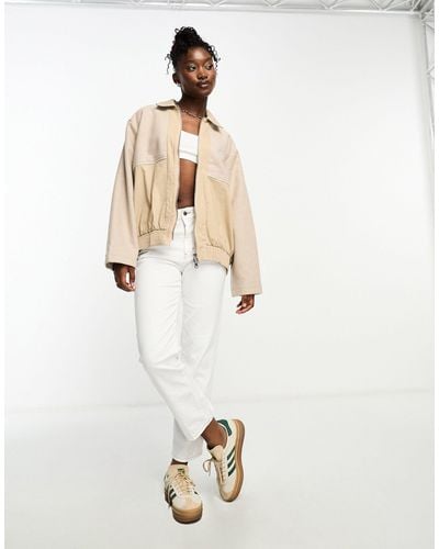 The Couture Club Tweed Panelled Bomber Jacket - White