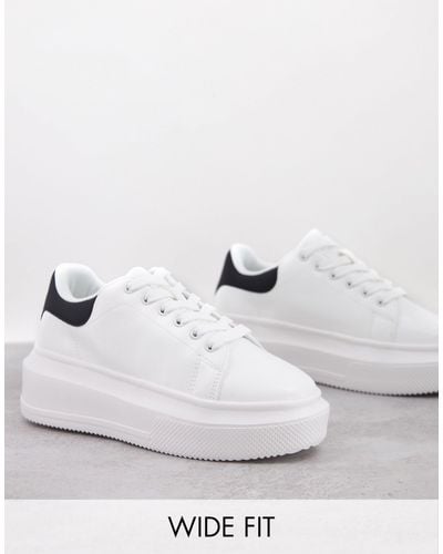 ASOS Wide Fit Dorina Chunky Sole Trainers - White