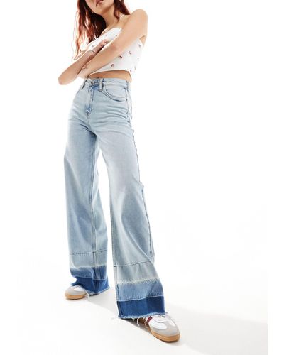 Lee Jeans Stella A Line Wide Leg Unpicked Hem Jeans - Blue
