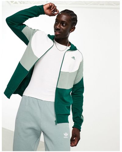 adidas Originals Adidas training - tuta sportiva colorblock e bianca - Verde