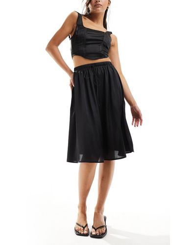 ASOS Full Satin 90's Length Skirt - Black