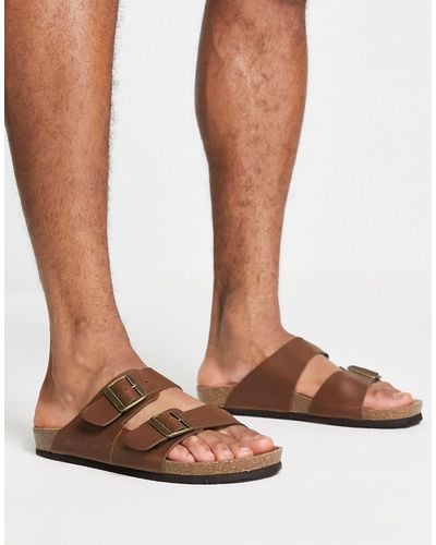 Jack & Jones Leather Sandals - Brown