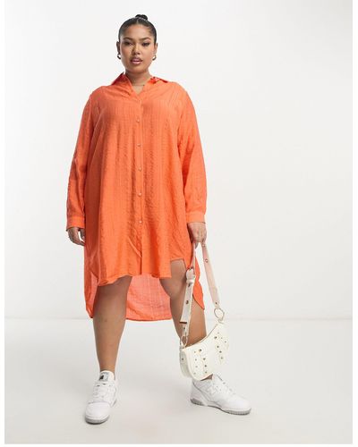 ONLY – mini-hemdblusenkleid - Orange