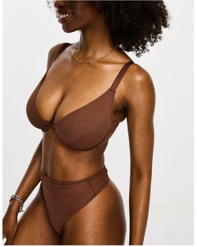 ASOS DESIGN Marina smoothing underwire bra in brown