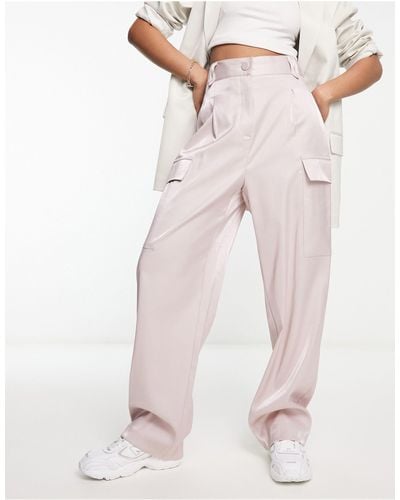 River Island Satin Utility Trousers - Pink