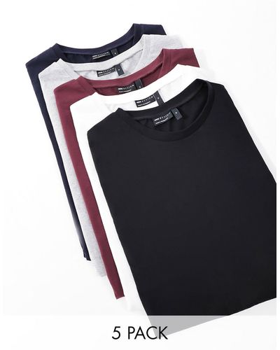 ASOS – 5er-pack t-shirts - Schwarz