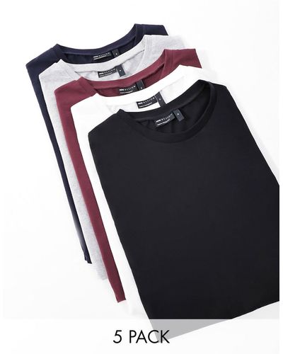 ASOS Set Van 5 T-shirts Met Ronde Hals - Zwart