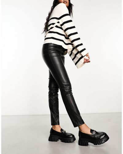 Vero Moda Leather Look Seam Detail Slim Leg Pants - White