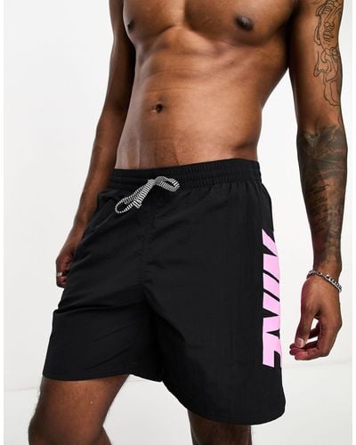 Nike Icon - pantaloncini da bagno stile volley da 7" neri con grafica - Nero