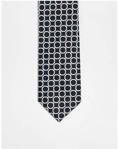 River Island Cravate à imprimé géométrique - Blanc