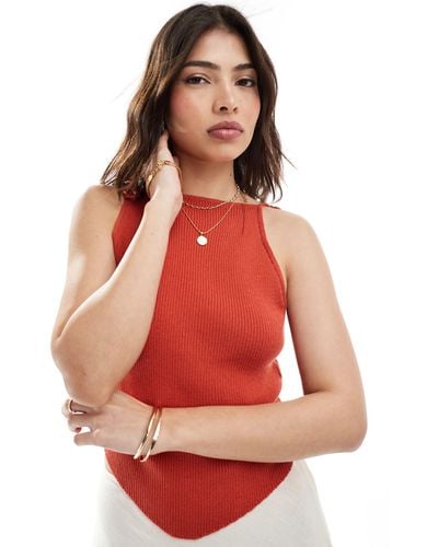 ASOS Knitted Cami With Tie Straps - Red