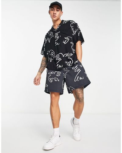 Element Chillin Hybrid Bird Print Co-ord Shorts With Lining - Blue