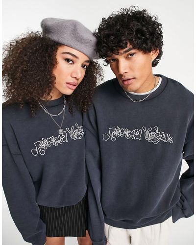 Reclaimed (vintage) Uniseks Sweater Met Golvend Logo - Grijs
