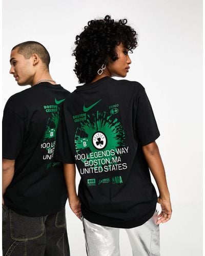 Nike Basketball Nba Boston Celtics Unisex Swoosh Records Stereo Graphic T-shirt - Green