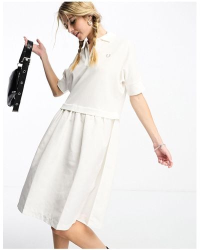 Fred Perry Gathered Shirt Dress - White