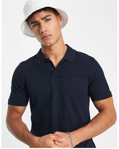 Jack & Jones Essentials - Slim-fit Piqué Poloshirt Met Logo - Blauw