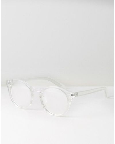 ASOS Round Clear Lens Glasses With Clear Frame - Black