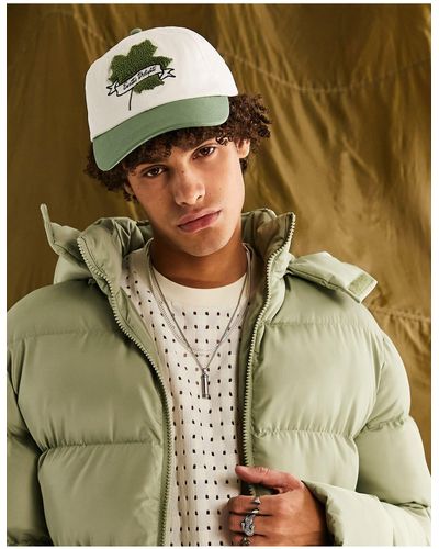 ASOS Soft Cotton Cap With Maple Leaf Embroidery - Green