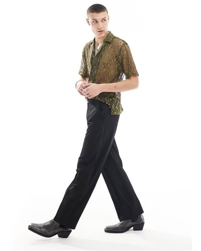Twisted Tailor – kurzärmliges hemd aus khakifarbener spitze mit reverskragen - Grün