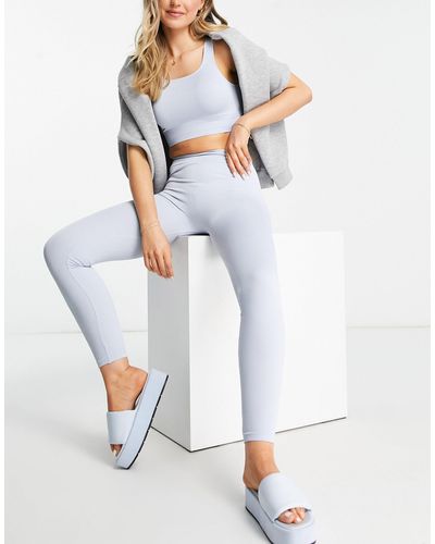 Pieces High Waisted Seamless leggings Co-ord - Blue