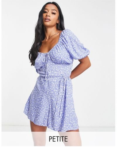 New Look Sweetheart Neck Playsuit - Blue