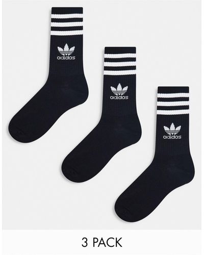 adidas Originals 3 Pack Mid Cut Socks - Black